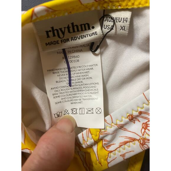 New Rhythm Women's Size XL Yellow White Lined No Underwire Bra - Picture 4 of 4